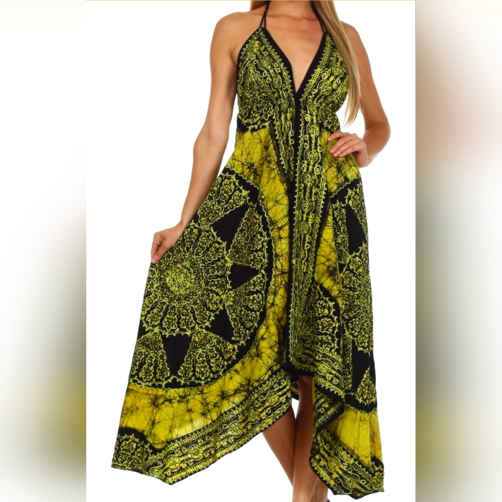 Sakkas Yellow and Black Maxi Dress